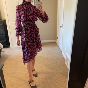 Misa Los Angeles Pink and Black Print Dress